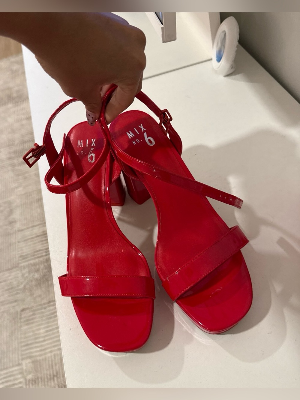 Mix No. 6 Red Strappy Block Heel Sandals